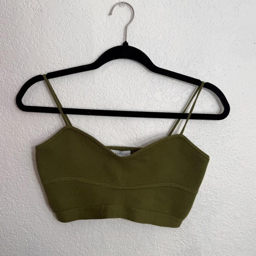 Gianni Bini Olive Green Knit Bralette Crop Top Cami Size S Olive green